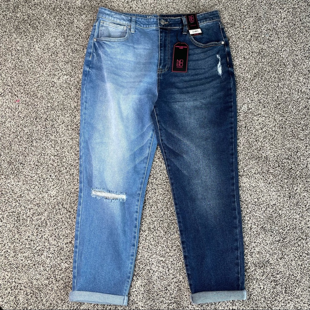 2 Tone Cropped Mom Jeans